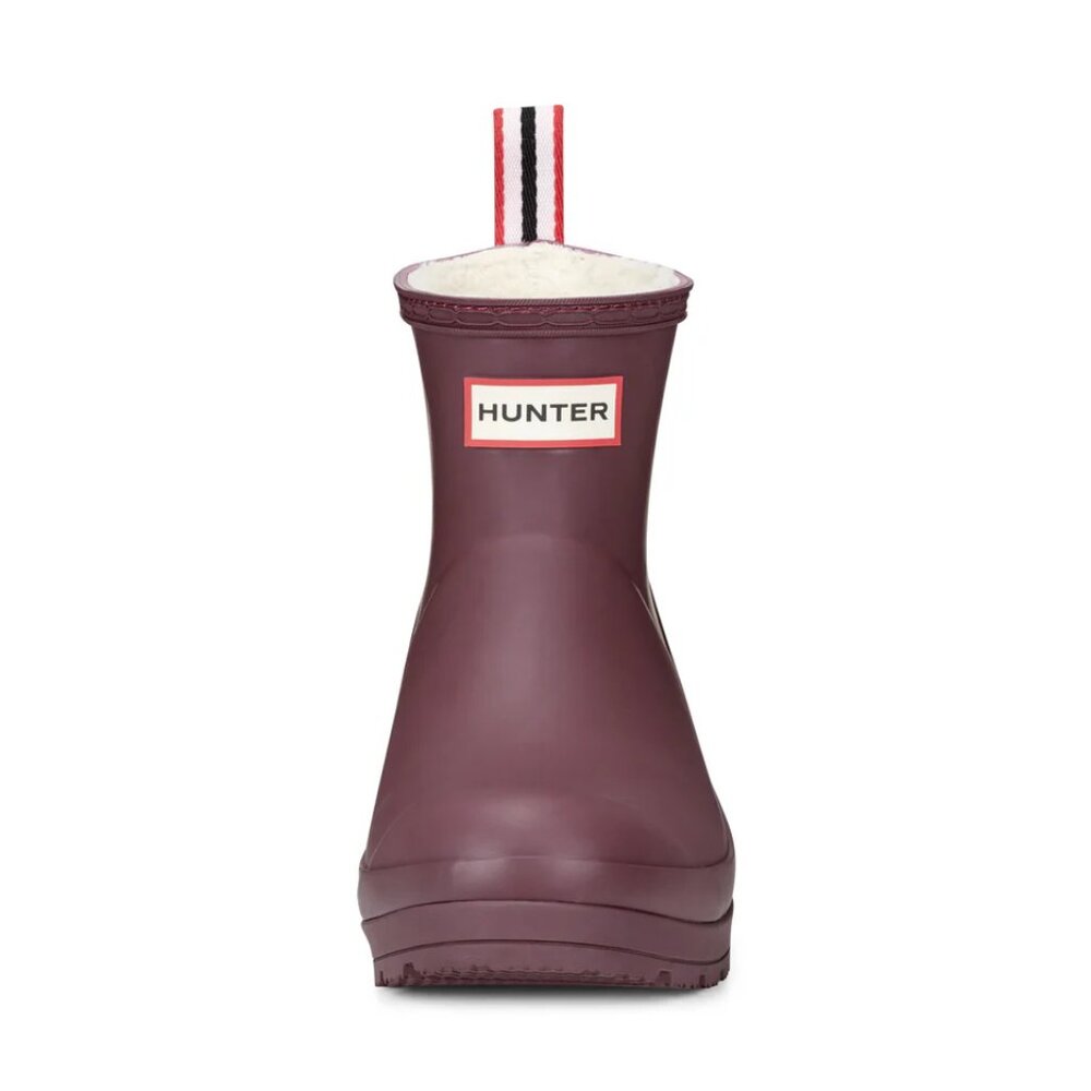 Hunter Women's PLAY™ Insulated Vegan Shearling Short Rain Boots in Dark Red - Picture 9 of 11